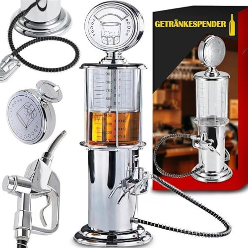 Retoo Distributore di bevande dispenser di birra 950 ml, accessorio per bar, pistola singola, dispenser di liquori, per vino, bevande, alcool, limonata, liquore, liquore, 48 x 10,5 x 10,5 cm, argento