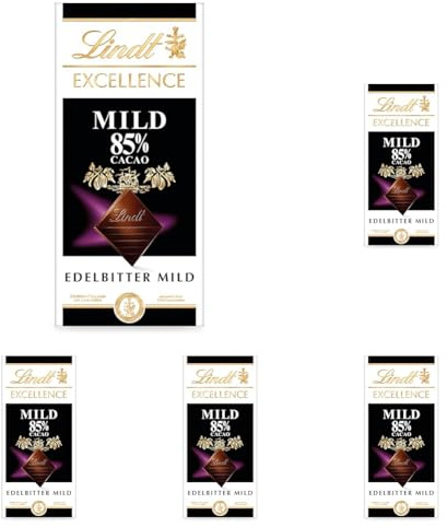 Lindt EXCELLENCE 85% Kakao - Milde Edelbitter-Schokolade | 100 g Tafel | Extra milde Bitter-Schokolade | Intensiver Kakao-Geschmack | Dunkle, Vegane Schokoladengeschenk | 100g (5er Pack)