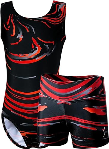 Dancina Gymnastics Leotards for Women with Shorts Outfit Set Size S/M Black Red