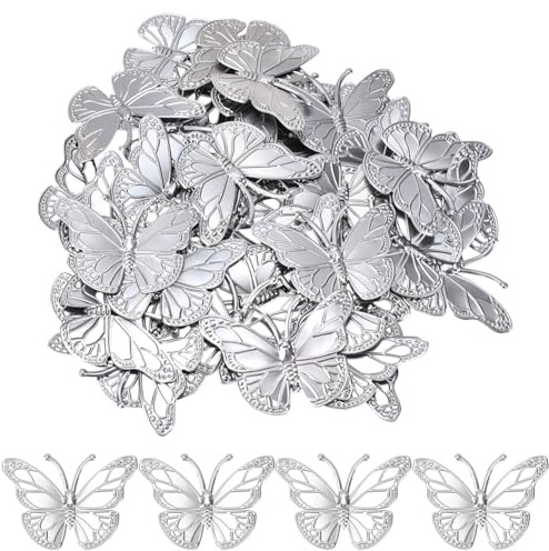 GORGECRAFT 50pz Mariposa de Metal para Decoración de Pared Mariposas Grandes Decorativas 3D Artesanía de Hierro Adorno Colgante para Dormitorio Guardería Aula Granja Rústica Oficina Fiesta 5.95x8cm