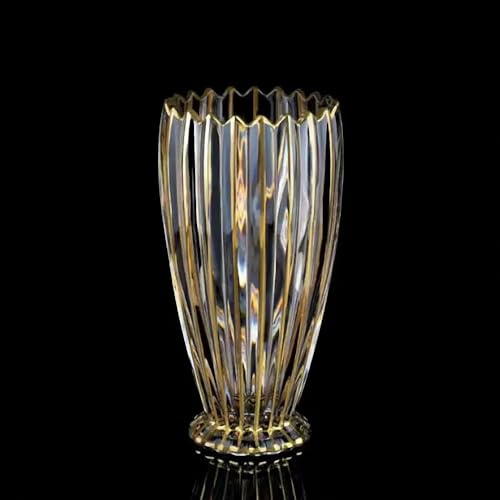 Handbemalte goldene Kristallvase, 26,9 cm hoch, moderne große Glasvase, Heimbüro-Dekoration für Wohnzimmer, Esstisch, Tafelaufsätze, Geburtstag und Hochzeit