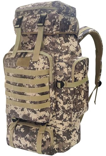 Lizbin 80L Camping Wanderrucksack, Militärischer taktischer Rucksack Molle Rucksack, extra großer Wanderrucksack, wasserabweisender Wander-Tagesrucksack, Outdoor-Sportrucksack (Camouflage)