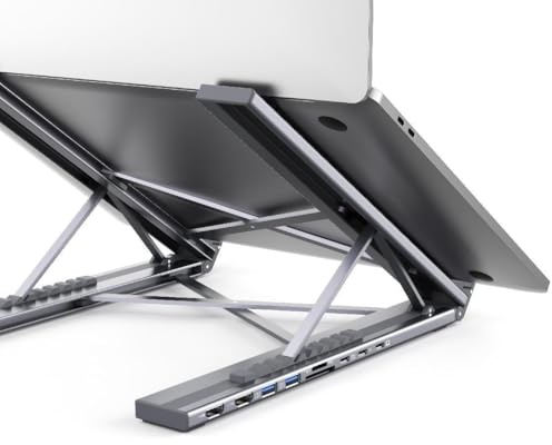 M91 Supporto PC Portatile, 9 in 1 Docking Station USB C Laptop Stand Hub USB C 2 HDMI 4K@60Hz, PD 100W, Dock Station Multiporta Adattatore USBC Compatibile con MacBook Pro/Air, Tablet, ipad, Notebook