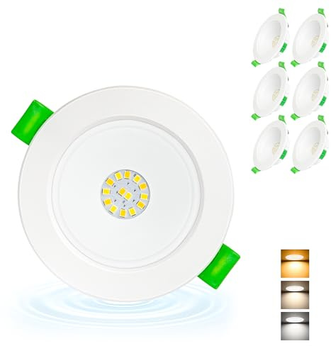 Aulaiyi LED Einbaustrahler 230V Flach, 68-80mm Lochmaß 5W LED Spots, 2700K/4000K/6000K Einbauleuchten Einbauspots, IP44 Spots Deckenleuchte für Bad, Deckenspots Weiß 6er Set (Nicht Dimmbar)