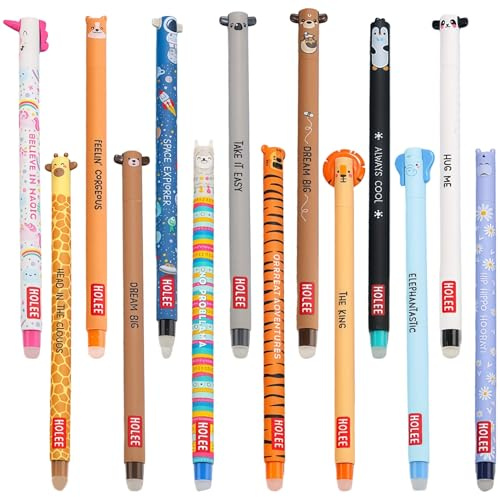 Bangbobi Lot de 14 Stylos à Bille Effaçables, Stylo à Bille Gommable, Stylo Effaçable Roller, Crayon à Bille Effaçable, Stylo pour Corriger