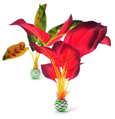 biOrb Fish Tank Decorations, Large Green & Red Plants With Weighted Balls (Set of 2 Aquarium Plants), Artificial Fish Tank Plants For Colour Pop, Natural-Looking Aquarium Décor For Scenic Background
