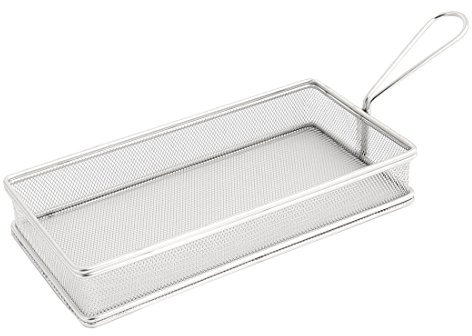 Sourcingmap Stainless Steel Rectangle Mesh Basket Strainer Chips Fries Basket Silver Tone