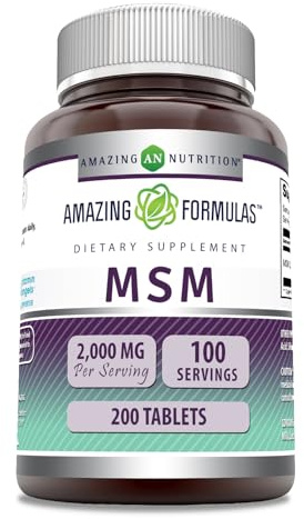 Amazing Formulas MSM (Methylsulfonylmethane) Supplement | 1000 Mg Per Serving | 200 Tablets | Non-GMO | Gluten Free | Made in USA