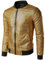 JOGAL Herren Metallic Pailletten Baseball Bomberjacke 70er Disco Party Kostüm Small Gold