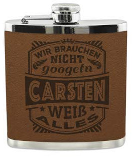 History & Heraldry Echter Kerl Flachmann Carsten - individuell und personalisiert mit Gravur, Name und Spruch