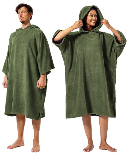 Winthome Poncho Absorbant Chaud, Peignoir de Bain Aidez la Plage à Changer, Serviette de Poncho avec Poche et Capuche, Poncho Surf pour Adulte Femme Homme Natation Surf Plages Douche Sauna