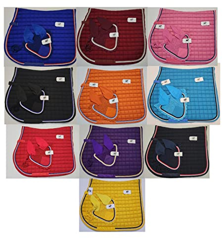 Lift Sports Horse English Saddle PAD with Matching Fly Bonnet with Ear NETS Breathable Cotton Handmade Full Size Stretchable Ears (Maroon, Full)