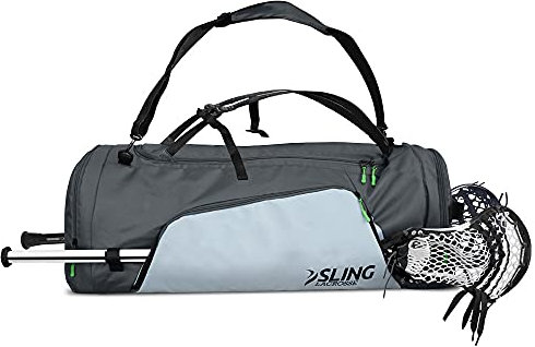 Sling Lacrosse Hybrid-XL-Tasche – Verwendung als Rucksack oder Seesack – für 2 Stöcke und Ihre gesamte LAX-Ausrüstung – 75 l Fassungsvermögen, grau, L, Strapazierfähig