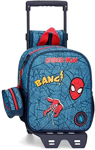 Marvel Spiderman Mochila Pequeña, Azul, con carro