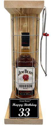 Jim Beam Geschenk 33 Geburtstag Eiserne Reserve Gitterkäfig Text s/w 33 Happy Birthday - Spirituosen Geschenkverpackung Bourbon Whisky (1 x 0.70 l)