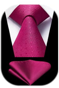Enlision Corbatas de Hombre Seda Corbata Fucsia Lunares Corbata y Pañuelo Hombre Set para Boda Fiesta Business