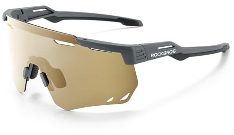 ROCKBROS Polarisierte Sonnenbrille Fahrradbrillen Damen Herren TR90-Rahmen für Radfahren Laufen Angeln Radbrille Grau