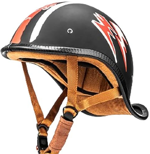 GAORUTO Motorrad-Halbhelme im Deutschen Stil, Retro-Helm mit offenem Gesicht, Jet-Helm für Männer und Frauen, DOT/ECE-Motorrad-Halbschalenhelm für Erwachsene Männer und Frauen D,55~60CM