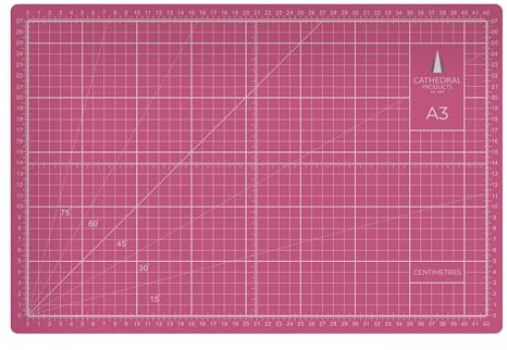 Cathedral Products Tapis de découpe auto-cicatrisant double face A3 | 3 mm d'épaisseur | Grilles métriques et impériales | Rose