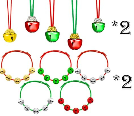 Bracciale Campanello e Collana Campana, Decorazioni Natalizie Campanelle Campanellini Sonagli Piccoli Con Filo per DIY Regalo, Decorazione Dell'Albero (20pcs)
