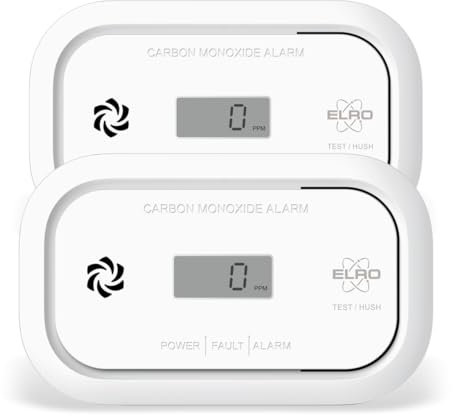 2-Pack Rilevatori di Monossido di Carbonio ELRO FC5003 | Sensore da 10 Anni | Con Display | 2 Pezzi