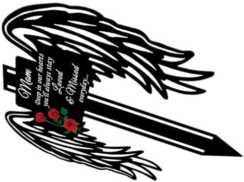 SUPVOX Pila Conmemorativa del Cementerio macetero de barandilla decoración Conmemorativa lapidas estacas para Jardin decoración de la estaca del ángel del Cementerio estaca de Tumba Black