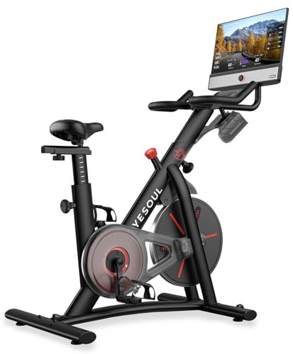 YESOUL G1M Plus Heimtrainer Ergometer, Leises Indoor Fitnessbike für Kardio Training mit Neuem 21,5 FHD-Bildschirm, Magnetischem Widerstand, 360°-Sound & Bildschirmspiegelung