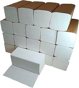 chiner ® - Toalla Secamanos Zig Zag Papel Laminadas CHINER®, Caja de 3000 unidades | Rápida Absorción | Ideal para Restaurante, Oficina, Hogar | Uso Intensivo, Blanco | Medidas Toalla 22,56 x 21 cm