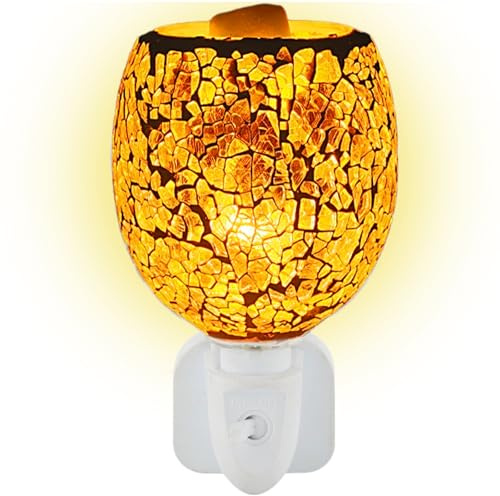 GOMETY Elektrische Duftlampe mit Nachtlicht, Wachswärmer & Aromalampe für Duftwachs & ätherische Öle, Steckdosenlampe aus Glas, dekorative Duftlampe Sunset für Schlafzimmer, Büro, Yoga & Zuhause