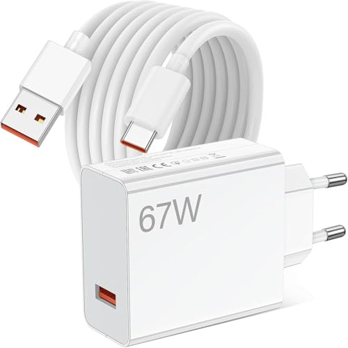 Snabb USB-laddare 67W med USB C-kabel 1 M för Mi Turbo Charge snabbladdning Turbo för Xiaomi 14T 13T 12S Ultra 13 12Lite 12X, Redmi Note 13 12 11S, Mi 11 Ultra 11i 10T, POCO M6 X6 X5