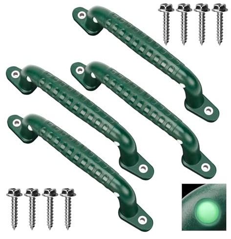WWFFEN 4ER Leuchtende Klettergriffe,rutschfeste Kunststoffgriffe Kind Indoor Outdoor sichere Klettergerüste,für Baumhäuser Doppelstockbetten Reckstangen,Grün