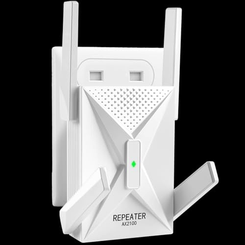 Ripetitore WiFi, 2100Mbps Ripetitore WiFi con Porta Ethernet, 5GHz/1733Mbps e 2,4GHz/300Mbps, Amplificatore WiFi per Casa, Compatibile con 99% Router-WiFi, Copertura fino a 8000sq.ft, 65 Dispositivi