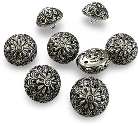 10 botones de metal plateado envejecido para traje regional tirolesa, 14 mm o 18 mm