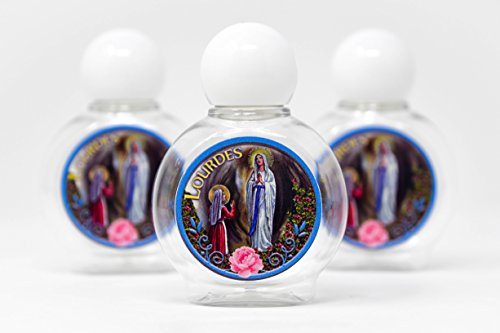 Authentic Lourdes Holy Water in 3 Plastic Bottles & Lourdes Prayer Card