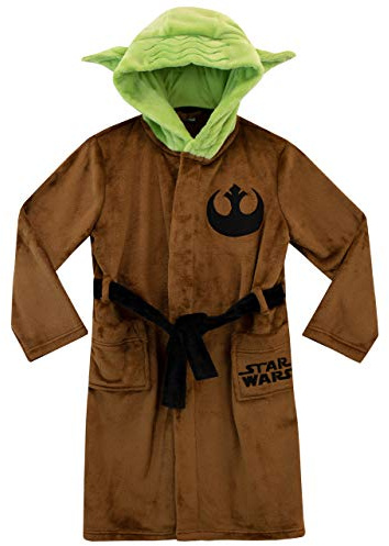 Star Wars Boys Dressing Gown | Yoda Fleece Dressing Gown | Boys Bathrobe Brown Age 6 to 7 Years
