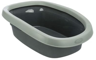 TRIXIE Carlo Cat Litter Tray with Rim – for small cats and rabbits – 31 x 14 x 43 cm – made from recycled plastic – grey-green – 40211