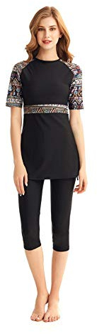 YouNaiJia Maillots de Bain modestes pour Femmes Maillot de Bain à Manches Longues Burkini Costume de Natation Modeste Rash Guard Costume de Surf vêtements de Plage (Y4, S)