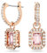 Swarovski Millenia drop earrings, Octagon cut, Pink, Rose gold-tone plated