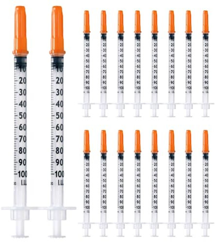Lot de 100 tubes en plastique de 1 ml/cc 27G (0,4 x 12,7 mm), outils de mesure polyvalents, emballés individuellement (27G 1/2)
