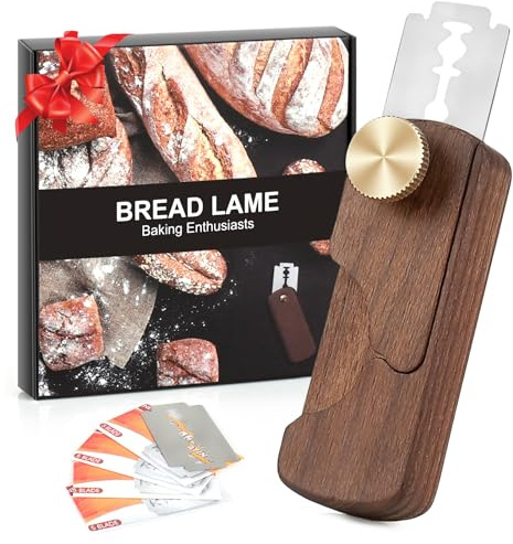 HHZPAEK Magnetic Wooden Bread Lame Dough Scoring Tool,Hand Crafted Sourdough Lame Scoring Tool,Bread Scorer Tool for Homemade Bread Baking,Dough Scoring Bread Knife with 5 Razor Blades