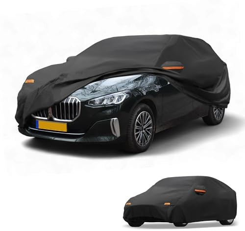 Partuto All-Weather Waterproof Car Cover - UV-Resistant Outdoor Full Exterior Protection for BMW 2 Series Sedan 190T-PU Black with Right Side Zipper