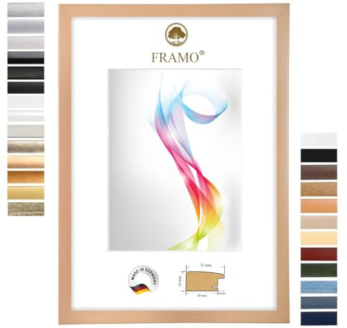 FRAMO Marco de fotos de madera 36 x 49 cm (dimensión de la imagen) en haya natural | Tamaño seleccionable | Pósters | Puzzle | Collage | A medida | personalizados