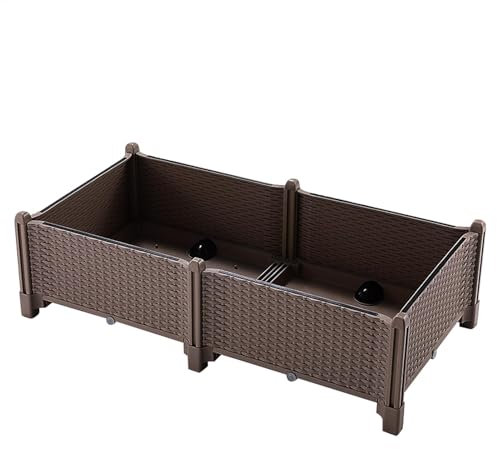 Hochbet Rattan | Scatola per piante in rattan, autoirritante, scatola per piantare erbe, fiori, contenitori, recinto con fori di drenaggio, per verando, ponti, balconi,