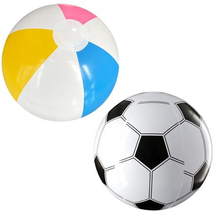xianshi 2 Stück Wasserball,Wasserball Aufblasbar,Spielzeug Pool Wasser,Wasserbälle Aufblasbare für Kinder Beach,Strand Aufblasbarer,Aufblasbares Groß Strandball Fussball 40cm