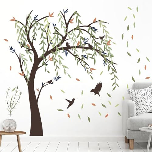 milaosk Adesivi Murali Albero Uccello Adesivi da Parete Decorativi Astratti Fai Da Te Specchio Adesivo da Parete Adesivo Muro Decorativo per Camera da Letto Adulti Bambino Soggiorno Ufficio