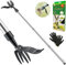 Grillix Estirpatore Erbacce Manuale Manico Lungo, Estrattore per Erbacce in Piedi, Staccabile, con 4 Artigli e Pedale in Acciaio, Viene Fornito Un Paio Guanti, per Giardinaggio e Outdoor Garden Lawn