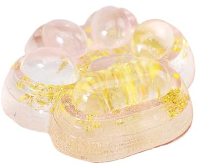 Siuwddee Jouet À Presser en Forme De Patte De Chat, Jouet Squishy Patte De Chat avec des Paillettes Anti-Stress d'animal pour Enfant Squeeze Boules À Presser pour Réduit L'anxiété