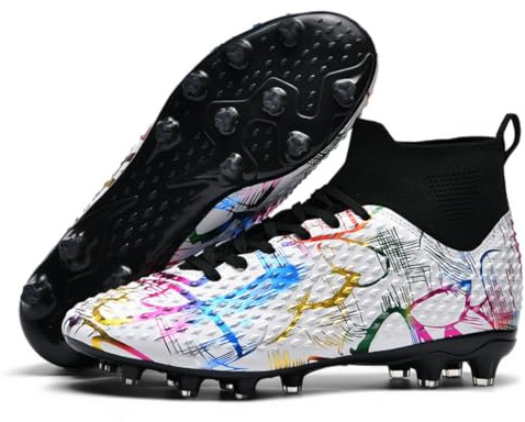 Xinghuanhua Chaussures de Football pour Hommes Bottes de Football Professionnelles à Tige Haute pour Jeunes Chaussures à Crampons pour Gazon Artificiel pour Enfants pratiquant des Sports de Plein