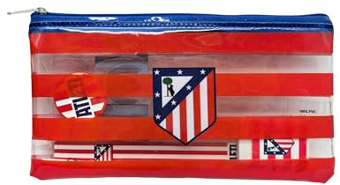 CyP Brands- Atletico de Madrid, Set de Papelería, Escritura, Regla, Goma de Borrar, Sacapuntas, Estuche, Lápiz, Color Rojo, Producto Oficial