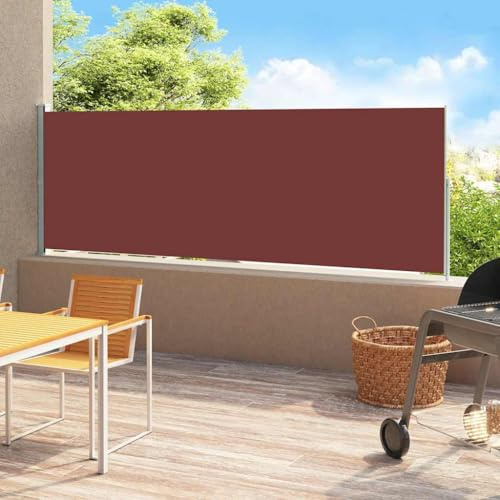 Voile d'ombrage,Auvent latéral rétractable de Patio 180x500 cm Marron pour Patio, Balcon, Jardin, Terrasse, Extérieur